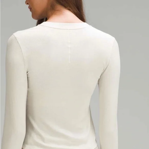 lululemon athletica Women's Long Sleeve Henley Top in Ivory - Picture 3 of 9